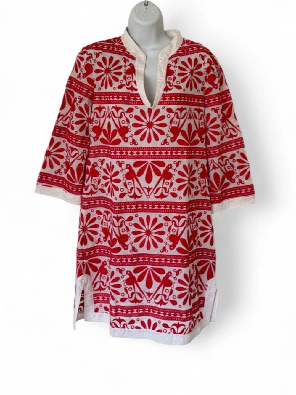 Tory Burch embroidered cotton bohemian tunic dress Size 8